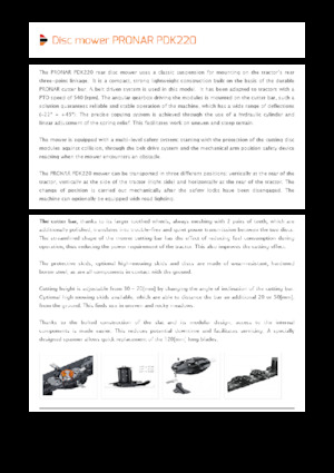 Rear-mounted mowers - disc without conditioner Pronar PDK 220