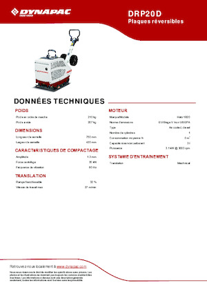 Reversible Vibratory Plate Compactors Dynapac DRP20D