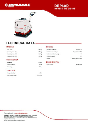 Reversible Vibratory Plate Compactors Dynapac DRP60D