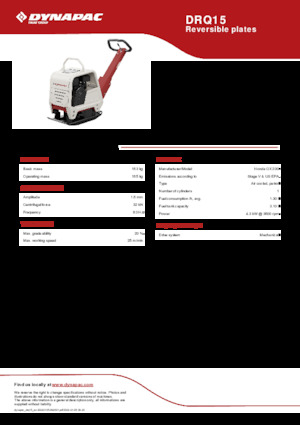 Reversible Vibratory Plate Compactors Dynapac DRQ15