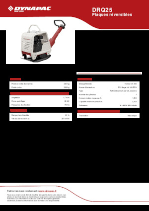 Reversible Vibratory Plate Compactors Dynapac DRQ25