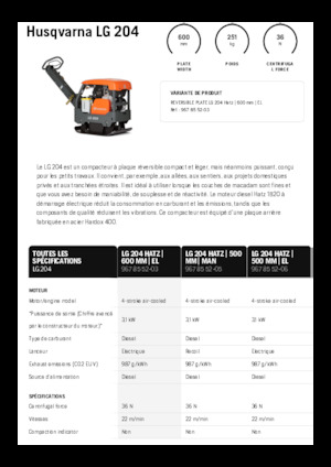 Reversible Vibratory Plate Compactors Husqvarna LG 204