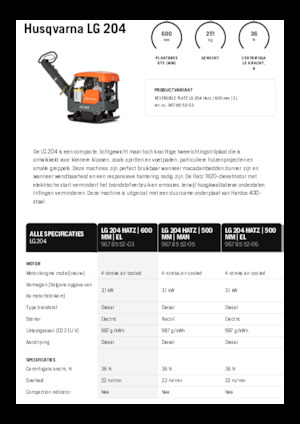 Reversible Vibratory Plate Compactors Husqvarna LG 204