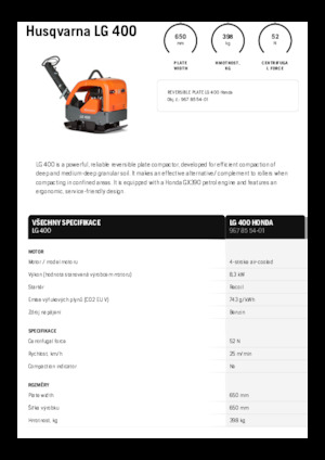 Ters Çevrilebilir Titreşimli Plaka Sıkıştırıcılar Husqvarna LG 400