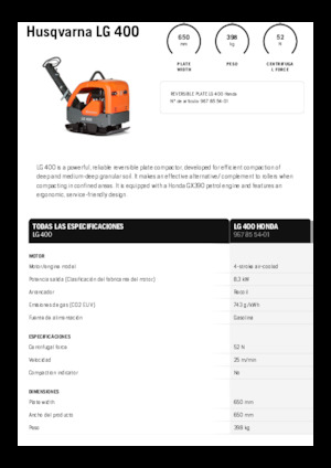 Ters Çevrilebilir Titreşimli Plaka Sıkıştırıcılar Husqvarna LG 400