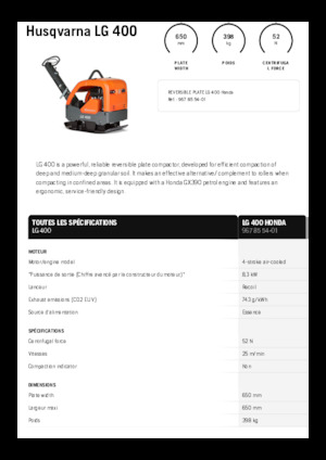 Reversible Vibratory Plate Compactors Husqvarna LG 400