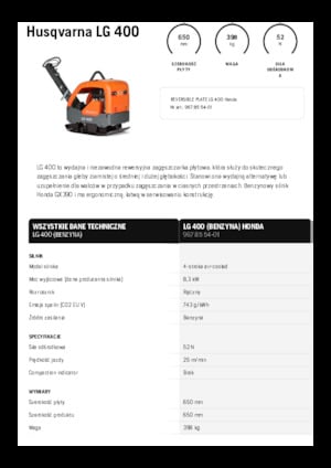 Reversible Vibratory Plate Compactors Husqvarna LG 400