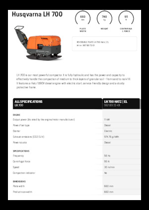 Reversible Vibratory Plate Compactors Husqvarna LH 700