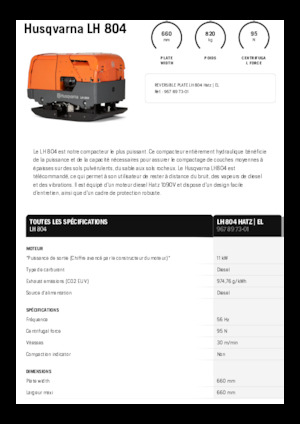 Reversible Vibratory Plate Compactors Husqvarna LH 804