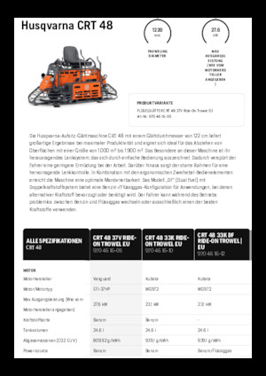 Ride-on Double Trowels Husqvarna CRT 48