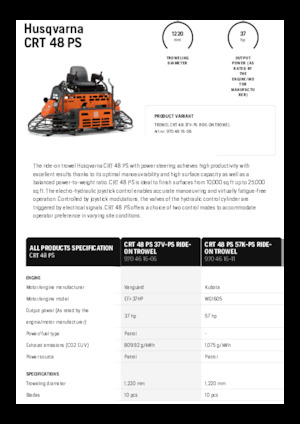 Çift malalar üzerine binmek Husqvarna CRT 48 PS