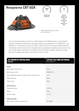 Ride-on Double Trowels Husqvarna CRT 60X