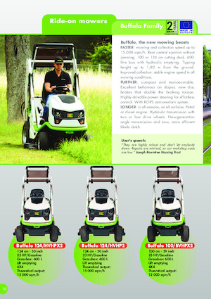 Binilebilir Çim Biçme Makineleri ve Bahçe Traktörleri Etesia BUFFALO 124 HVHP2