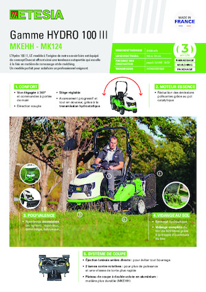 Binilebilir Çim Biçme Makineleri ve Bahçe Traktörleri Etesia HYDRO 100 MK124