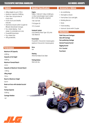 Teleskopik yükleyiciler JLG 4008 PS