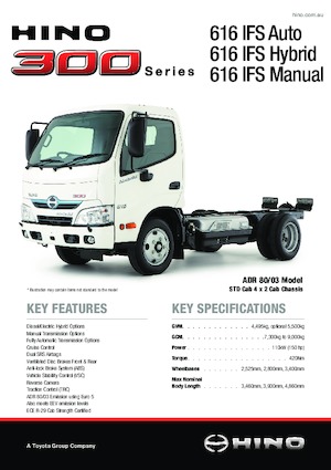 Rigid Chassis Hino 300 616 IFS HYBRID 4x2