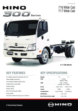 Rigid Chassis Hino 300 717 WIDE CREW
