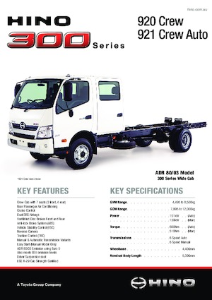 Rigid Chassis Hino 300 920 CREW 4x2