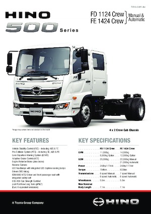 Rigid Chassis Hino 500 FD 1124 CREW 4x2