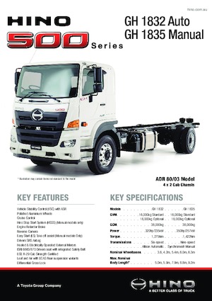 Rigid Chassis Hino 500 GH 1835 4x2