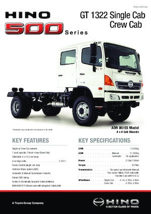 Rigid Chassis Hino 500 GT 1322 4x4