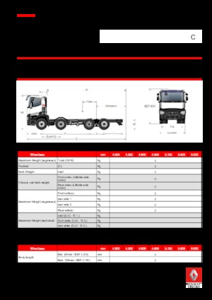 Katı şasiler Renault C 460 P8X2*6 E6 TAG 7.5T (11.5 + 7.5)
