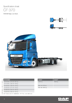 Rigid Chassis DAF CF 370 FAN Low Deck