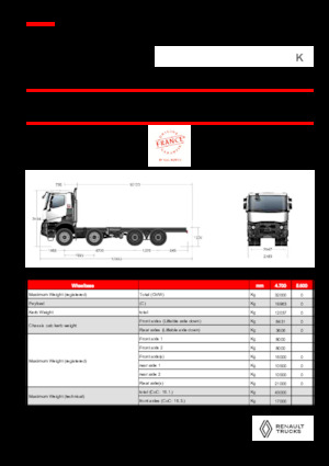 Rigid Chassis Renault K P8X8 MEDIUM 13L E6
