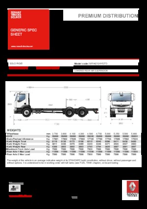 Rigid Chassis Renault PREMIUM 310.26 6x2*4 D HYBRID