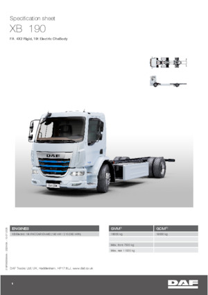 Katı şasiler DAF XB 190 FA 19t Electric ChsBody