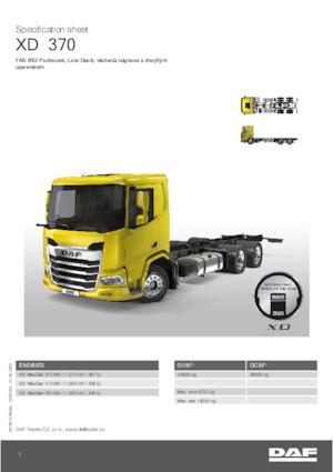 Rigid Chassis DAF XD 370 FAS Low Deck