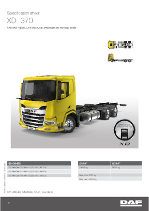 Katı şasiler DAF XD 370 FAS Low Deck