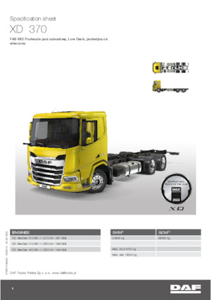 Katı şasiler DAF XD 370 FAS Low Deck