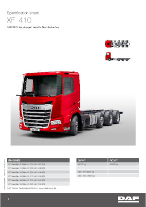 Katı şasiler DAF XF 410 FAK