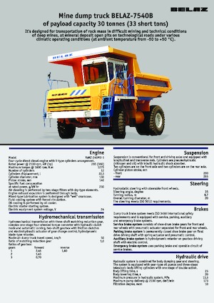 Sabit damperli kamyon Belaz 7540B