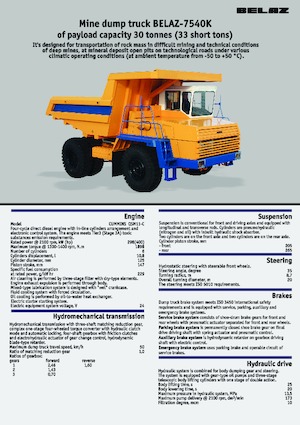 Rigid Dump Trucks Belaz 7540K