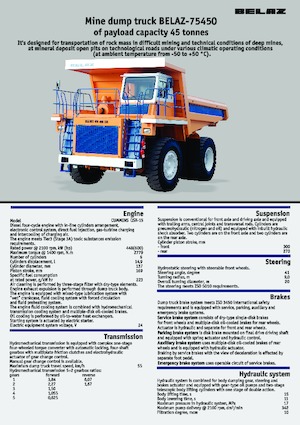 Rigid Dump Trucks Belaz 75450
