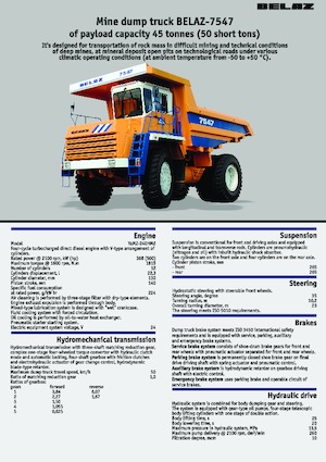 Rigid Dump Trucks Belaz 7547