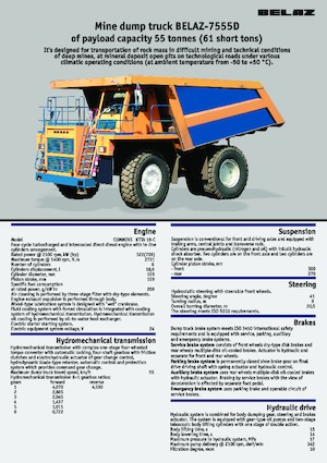 Sabit damperli kamyon Belaz 7555D