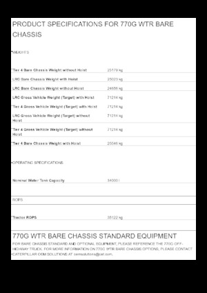Rigid Dump Trucks Caterpillar 770G WTR Bare chassis