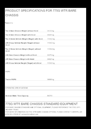 Rigid Dump Trucks Caterpillar 775G WTR Bare chassis