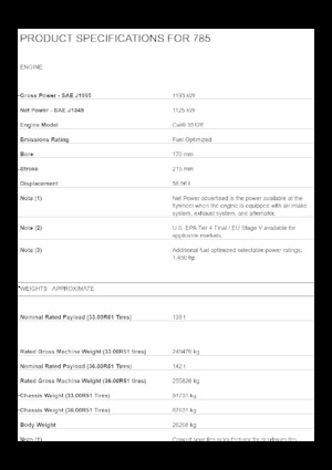 Rigid Dump Trucks Caterpillar 785