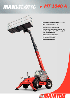 Teleskopik yükleyiciler Manitou MT 1840 A