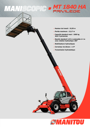 Teleskopik yükleyiciler Manitou MT 1840 HA