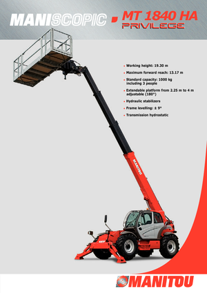 Teleskopik yükleyiciler Manitou MT 1840 HA