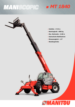 Teleskopik yükleyiciler Manitou MT 1840 Comfort