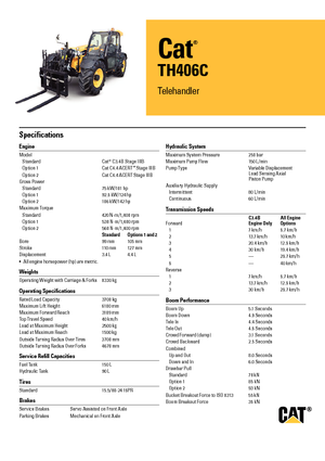 Teleskopik yükleyiciler Caterpillar TH406C