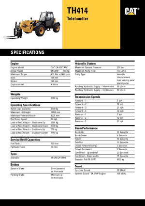 Telehandlers Caterpillar TH414
