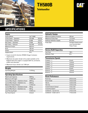 Teleskopik yükleyiciler Caterpillar TH 580 B