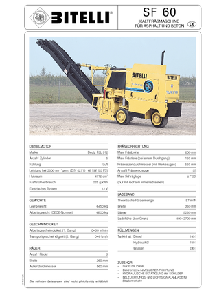 Cold Milling Machines Bitelli SF 60